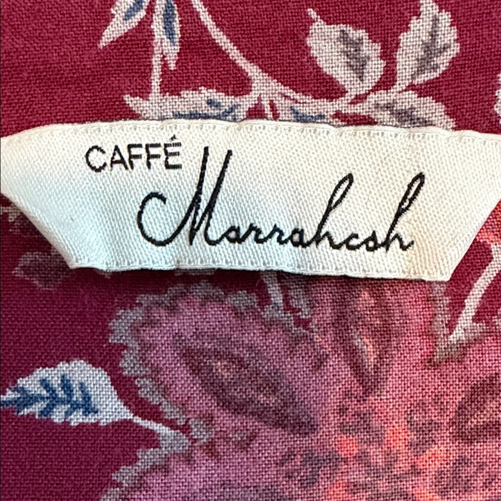 Caffé Marrakesh Maroon floral top, long sleeves, button down, size XL - Picture 6 of 10